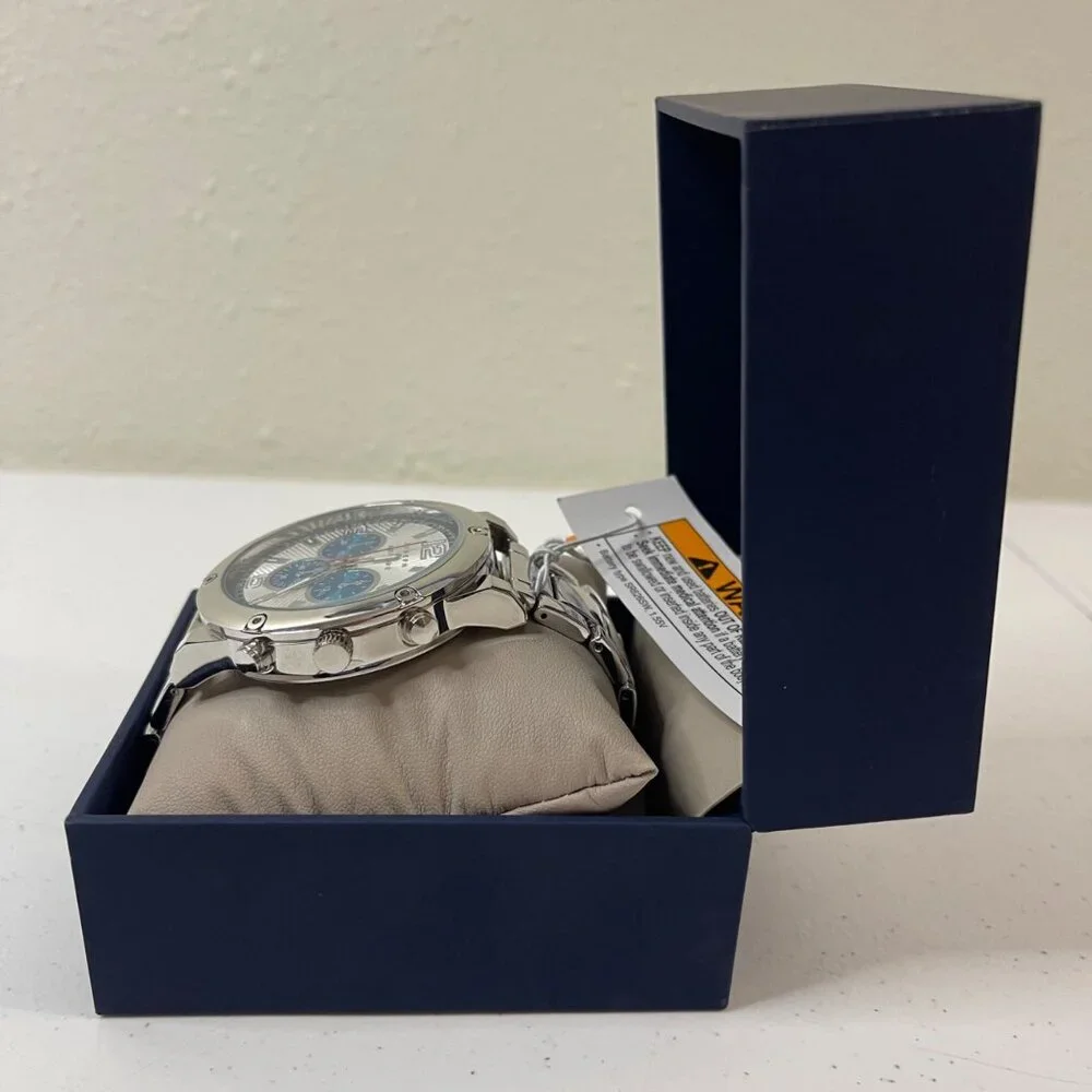 Joseph Abboud Silver-Tone White Dial Mens Watch In Original Box, New - Picture 9 of 13